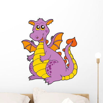Big Purple Dragon Wall Decal shown on a wall