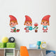 Little Girl Forest Gnomes Wall Decal Sticker Set