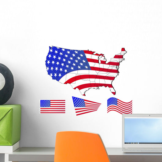 united states map with flags Wall Decal
