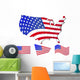 united states map with flags Wall Decal