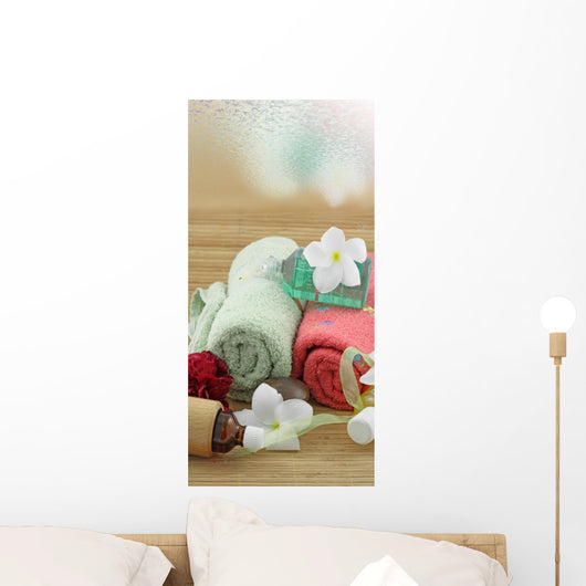 Atmosphere Relaxation Spa Massage White Background Wall Mural