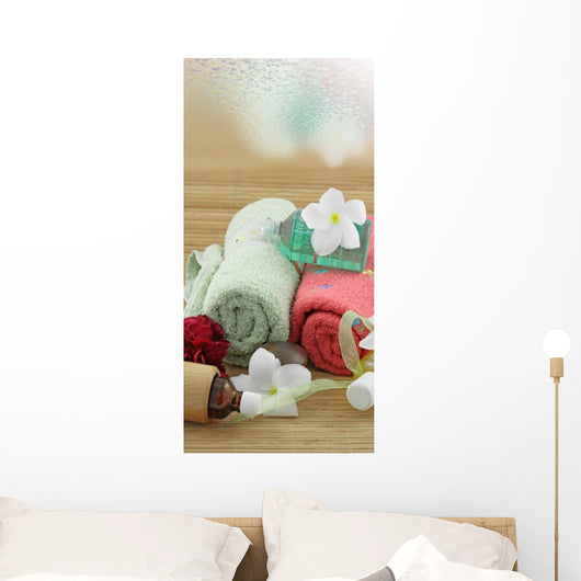Atmosphere Relaxation Spa Massage White Background Wall Mural