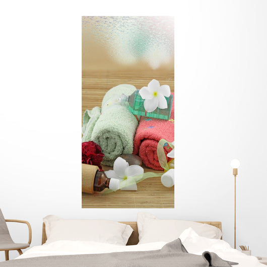Atmosphere Relaxation Spa Massage White Background Wall Mural