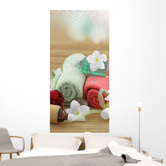 Atmosphere Relaxation Spa Massage White Background Wall Mural
