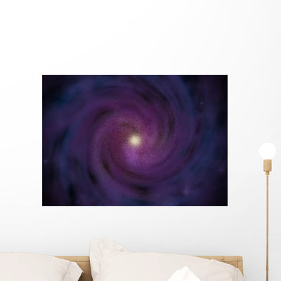 Galaxy Wall Mural shown on a wall