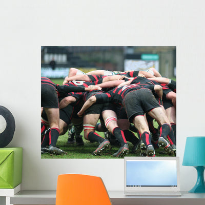 Rugby Wall Mural shown on a wall
