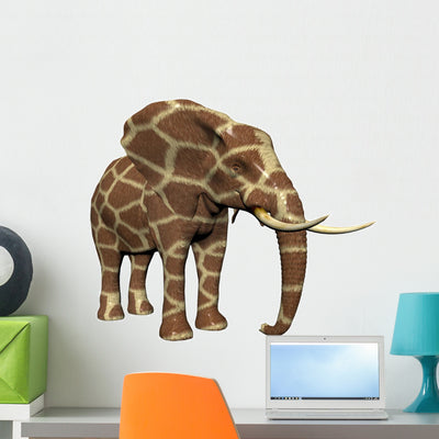 Elephant Giraffe Fur Wall Mural shown on a wall