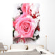 pink rose in the snow Wall Mural