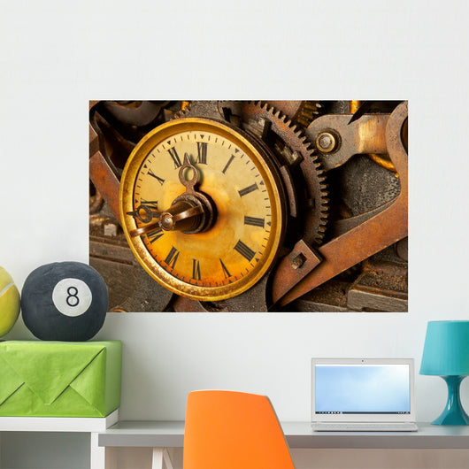 Antique Grunge Clock Wall Mural