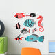 Funny Tropical Fish Wall Decal Sticker Set
