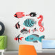 Funny Tropical Fish Wall Decal Sticker Set