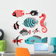 Funny Tropical Fish Wall Decal Sticker Set