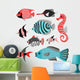Funny Tropical Fish Wall Decal Sticker Set