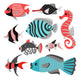 Funny Tropical Fish Wall Decal Sticker Set