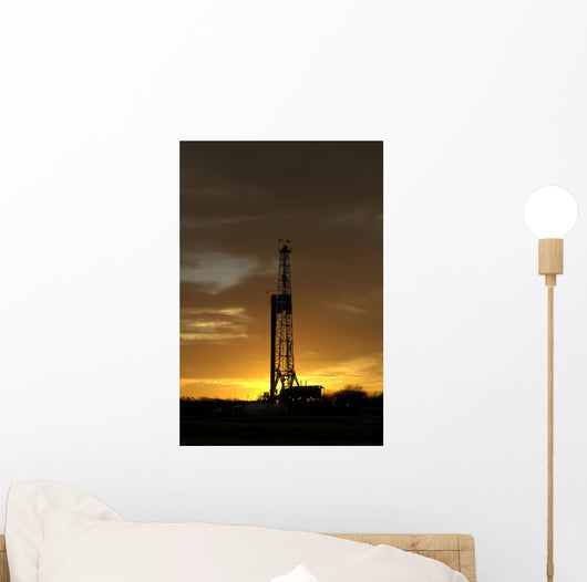 natural gas well texas sunset silhouette Wall Mural