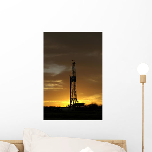 natural gas well texas sunset silhouette Wall Mural