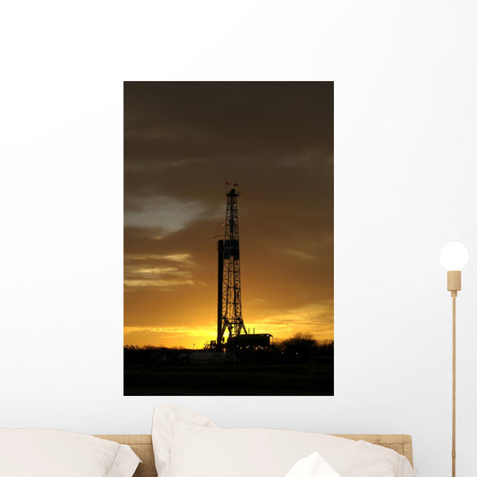 natural gas well texas sunset silhouette Wall Mural