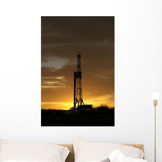 natural gas well texas sunset silhouette Wall Mural