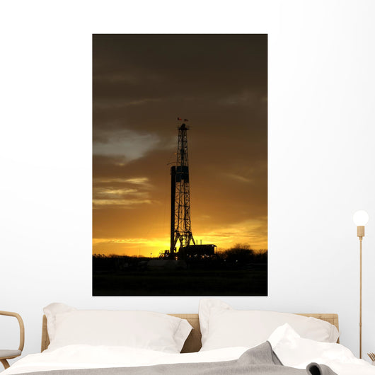 natural gas well texas sunset silhouette Wall Mural