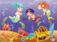 Baby Sirens and Baby Triton. Vector illustration. Wall Mural