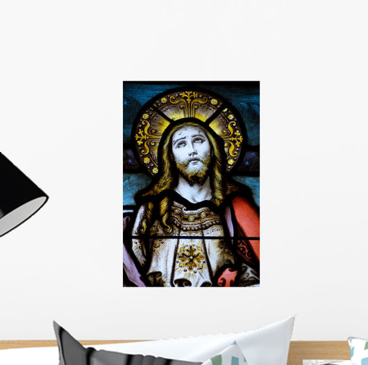 Christ Looking to Heaven Stained Glass Window Wall Mural
