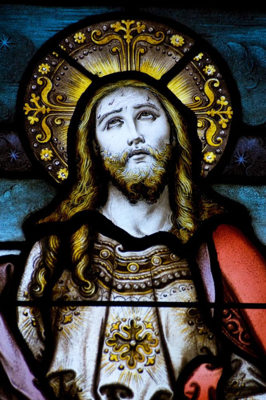 Christ Looking to Heaven Stained Glass Window Wall Mural