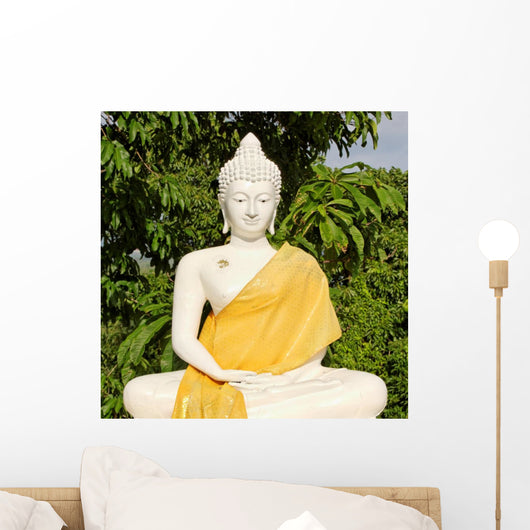 sitting white buddha - koh samui, thailand Wall Mural