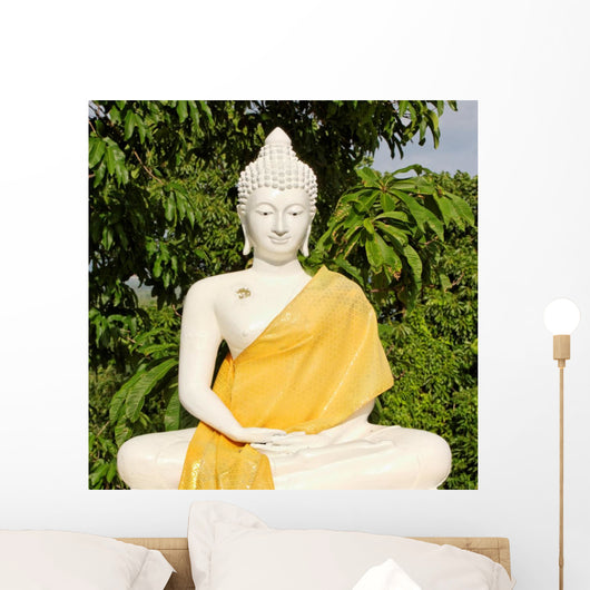 sitting white buddha - koh samui, thailand Wall Mural