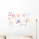 Watercolor Colorful Butterflies Keys Wall Decal Sticker Set