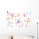 Watercolor Colorful Butterflies Keys Wall Decal Sticker Set