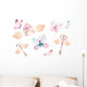 Watercolor Colorful Butterflies Keys Wall Decal Sticker Set