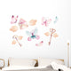 Watercolor Colorful Butterflies Keys Wall Decal Sticker Set
