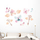 Watercolor Colorful Butterflies Keys Wall Decal Sticker Set