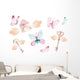 Watercolor Colorful Butterflies Keys Wall Decal Sticker Set
