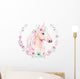 Watercolor Unicorn with Flowers Wall Decal