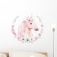 Watercolor Unicorn with Flowers Wall Decal