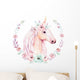 Watercolor Unicorn with Flowers Wall Decal