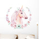 Watercolor Unicorn with Flowers Wall Decal
