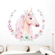 Watercolor Unicorn with Flowers Wall Decal