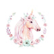 Watercolor Unicorn with Flowers Wall Decal