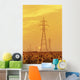 Electrical Towers And Sunflower Field, Winnipeg, Manitoba Wall Mural