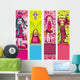 Valentine's Day banners with fashion girls Wall Mural