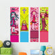 Valentine's Day banners with fashion girls Wall Mural
