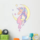 Pastel Starry Unicorn Moon Wall Decal