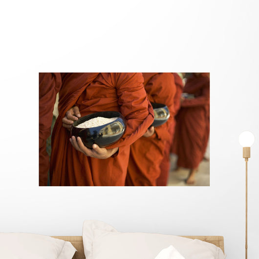 Monks With Rice Bowls, Inle Lake, Myanmar Wall Mural