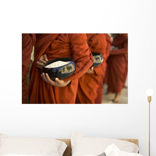 Monks With Rice Bowls, Inle Lake, Myanmar Wall Mural