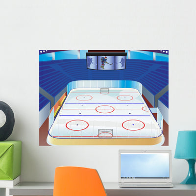Hockey Ice Stadium with shown on a wall