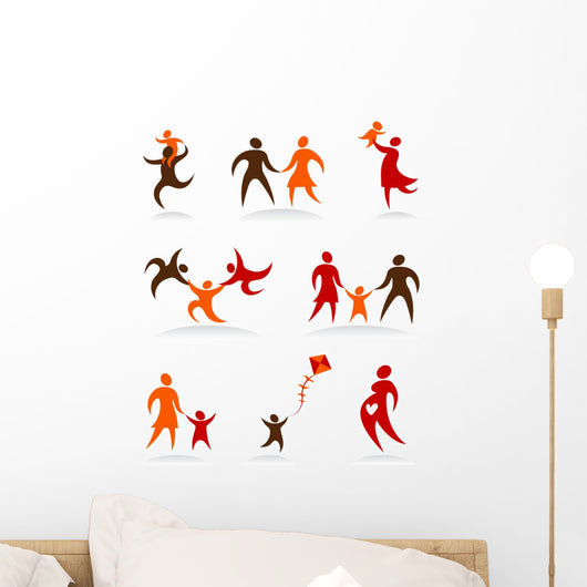 Collection of abstract people logos - family theme Wall Decal