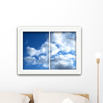 Window to Blue Sky Wall Mural shown on a wall
