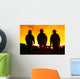 A silhouette of three fire fighters Wall Mural
